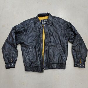 Vintage U2 Wear Me Out Leather Bomber Jacket - Men’s SIZE M - Gold Quilted Liner